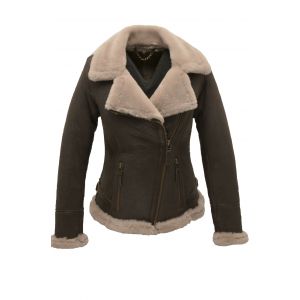 Bombardier mouton femme marron style biker Cuirs Guignard