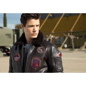 Blouson cuir homme patrouille de France marron