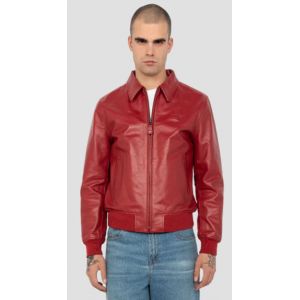 Blouson cuir homme rouge style teddy Schott