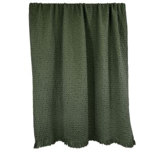 Couvre lit coton lav&eacute; nid d'abeille Tempo Haomy - 11 couleurs intemporelles, Kaki / 240x260 cm