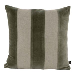 Housse de coussin en lin lavé et velours Brisbane - 4 couleurs - Haomy - Harmony Textile, 45*45 cm / Kaki