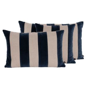 Housse de coussin en lin lavé et velours Brisbane - 4 couleurs - Haomy - Harmony Textile, 40*60 cm / Encre