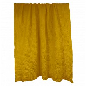 Couvre lit coton lav&eacute; nid d'abeille Tempo Haomy - 12 couleurs intemporelles, Ocre / 240x260 cm