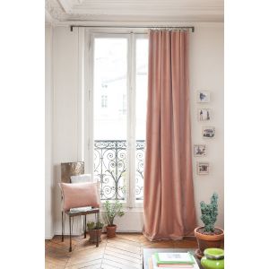 Rideau M&eacute;dicis En Fil d&rsquo;Indienne occultant en velours 130&times;280 cm - 14 teintes &eacute;l&eacute;gantes, Rose Poudre / 130x280 cm