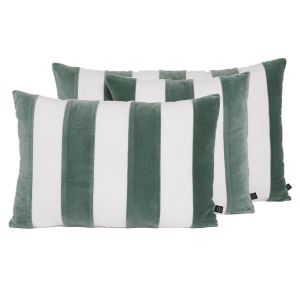 Housse de coussin en lin lavé et velours Perth - 4 couleurs - Haomy - Harmony Textile, 45*45 cm / Celadon