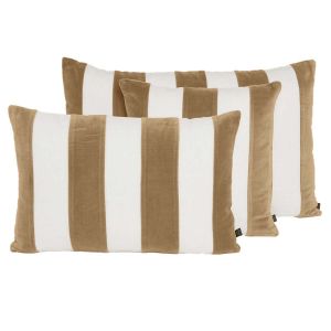 Housse de coussin en lin lavé et velours Perth - 4 couleurs - Haomy - Harmony Textile, 45*45 cm / Tabac