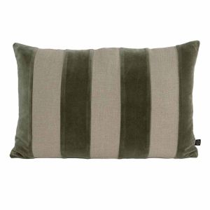 Housse de coussin en lin lavé et velours Brisbane - 4 couleurs - Haomy - Harmony Textile, 50*80 cm / Kaki