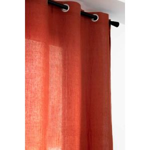 Collection Rideaux en lin lav&eacute; Zeff Vivaraise - 4 coloris naturelles, Rooibos / 140x280 cm
