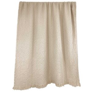 Couvre lit coton lav&eacute; nid d'abeille Tempo Haomy - 12 couleurs intemporelles, Lin / 240x260 cm