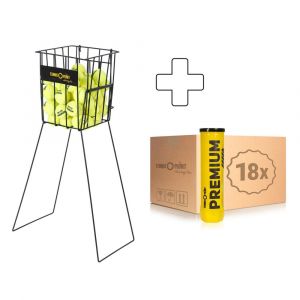 Tennis-Point 18 tubes de 4 Premium + panier ramasse balles