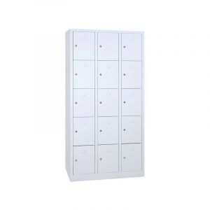 Casier scolaire m&eacute;tallique monobloc gris 1 pi&egrave;ce(s) casier scolaire 3 x 5 cases 40 cm 1800 x 885 x 500 mm - gris m&eacute;tal 500 mm 1800 mm sans 885 mm 40 m