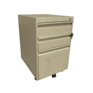 Caisson mobile métallique 1 pièce(s) caisson mobile 2 tiroirs + 1 dossier suspendu - beige - mobika