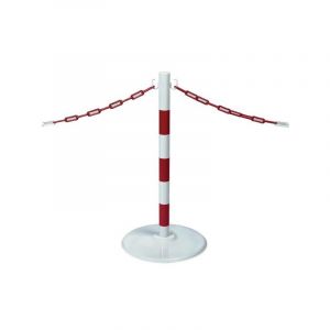 Poteau de signalisation poteau acier 0.80 m rouge/blanc sur socle acier blanc 42 cm 1 pi&egrave;ce(s) - novap