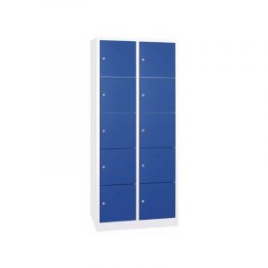 Casier scolaire m&eacute;tallique monobloc bleu 1 pi&egrave;ce(s) casier scolaire 2 x 5 cases 30 cm 1800 x 600 x 500 mm - bleu 600 mm m&eacute;tal 500 mm 1800 mm sans 30 m