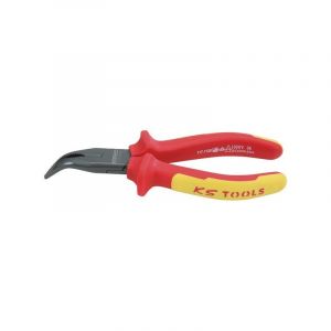 Pince à bec isolée 1000 v pince à becs demi-ronds coudée isolée 1000v 200 mm 200 mm 1 pièce(s) bi-matière atramentisée oui - ks tools