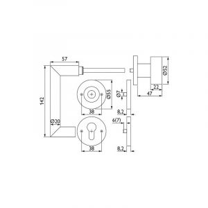 Garniture pour portes coupe-feu nw-443-2 acier inoxydable 60 d/k 1 pi&egrave;ce(s) garniture pour portes coupe-feu nw-443-2 acier inoxydable 60 d/k - tecwerk