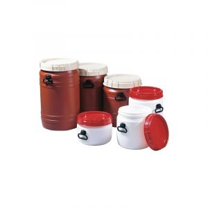 Tonnelet cylindrique 1 pi&egrave;ce(s) tonnelet cylindrique 64 l marron avec couvercle beige - nw