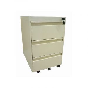 Caisson mobile m&eacute;tallique beige 1 pi&egrave;ce(s) m&eacute;tal 500 mm mobile 388 mm 625 mm 3 tiroirs caisson mobile 3 tiroirs 625 x 388 x 500 mm - beige - mobika