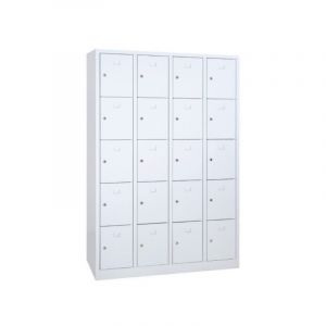 Casier scolaire m&eacute;tallique monobloc gris 1 pi&egrave;ce(s) casier scolaire 4 x 5 cases 30cm 1800 x 1170 x 500 mm - gris m&eacute;tal 500 mm 1800 mm sans 1170 mm 30