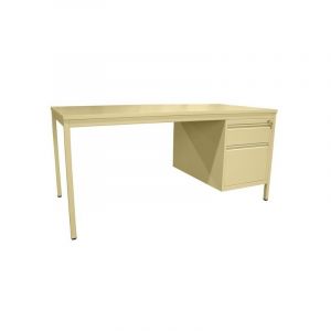 Bureau demi-ministre m&eacute;tallique beige 56 kg 2 1 pi&egrave;ce(s) 25 mm m&eacute;tal 800 mm 1600 mm 750 mm droit bureau demi-ministre 2 tiroirs 1600 x 750 x 800 mm -