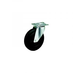 Roulette caoutchouc noir roulette caoutchouc ø 160 mm platine pivot 1 pièce(s) caoutchouc non 160 mm pivotante œil 135 kg - prodif somec rhones alpes