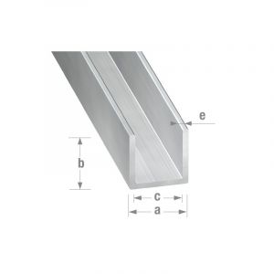 U alu brut 1 barre(s) de 2 mètre(s) linéaire profilé u 20 x 20 x 17 x 1.5 mm - aluminium brut - cqfd