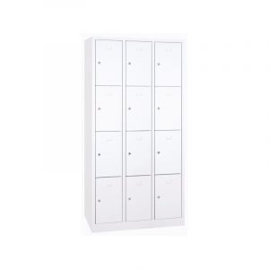 Casier scolaire m&eacute;tallique monobloc gris 1 pi&egrave;ce(s) casier scolaire 3 x 4 cases 40cm 1800 x 1185 x 500 mm - gris m&eacute;tal 500 mm 1800 mm sans 1185 mm 40