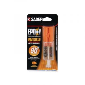 Colle sader&reg; / invisible liquide epoxy manuelle colle &eacute;poxy invisible c&eacute;ramique et porcelaine, verre de 1 minute &agrave; 1 minute 30 1 seringue(s) de 25 mil