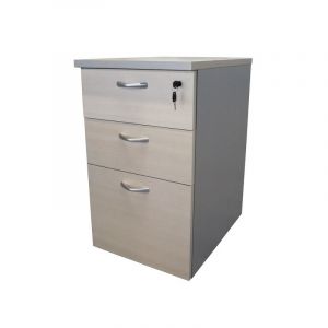 Caisson 2 tiroirs + 1 ds 440 x 600 x 730 mm - h&ecirc;tre / gris gris 1 pi&egrave;ce(s) m&eacute;tal 440 mm 600 mm 730 mm 3 tiroirs fixe caisson 2 tiroirs + 1 ds 440 x 60