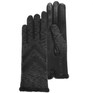 Isotoner - Gants Femme tissu extensible Imprim&eacute; gris/noir