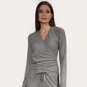 Isotoner - T-shirt cache-coeur Femme Gris chin&eacute;