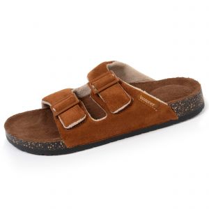 Isotoner - Chaussons sandales Homme brides Camel