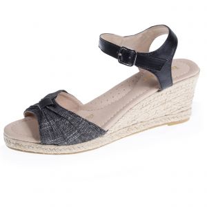 Isotoner - Espadrilles Femme ouverte &agrave; talon corde Noir