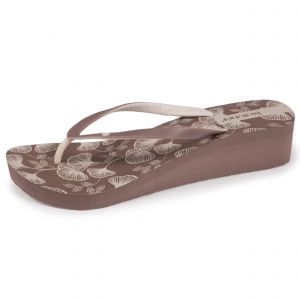 Isotoner - Tongs Femme talon imprim&eacute; floral Taupe