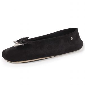 Isotoner - Chaussons ballerines Femme N&oelig;ud Bijou Noir