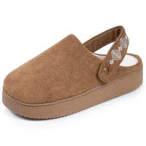 Isotoner - Chaussons mules plateforme Femme &agrave; bride Camel