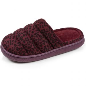 Isotoner - Chaussons mules Femme BLOUP L&eacute;opard bordeaux