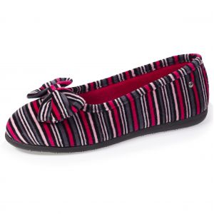 Isotoner - Chaussons ballerines Femme N&oelig;ud Rayures