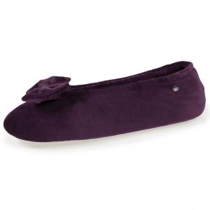 Isotoner - Chaussons ballerines Femme N&oelig;ud Aubergine