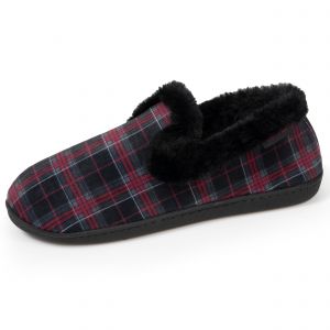 Isotoner - Chaussons charentaises Femme Tartan Bordeaux