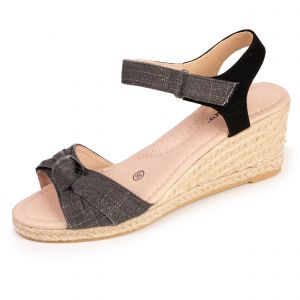 Isotoner - Espadrilles Femme n&oelig;ud talon corde Noir