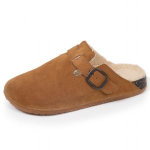 Isotoner - Chaussons sabots mules Homme Camel fourr&eacute;es