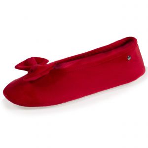 Isotoner - Chaussons ballerines Femme Grand N&oelig;ud Rouge