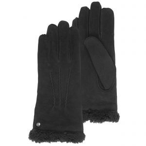 Isotoner - Gants Femme cuir velours fourr&eacute;s Noir