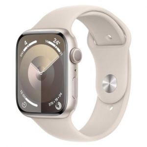 Apple Watch Series 9 GPS + Cellular 45mm Aluminium lumi&egrave;re stellaire Bracelet Sport lumi&egrave;re stellaire M/L - tr&egrave;s bon &eacute;tat - extras
