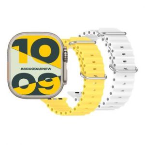 Apple Watch Ultra GPS + Cellular 49mm Titane – Édition limitée avec 2 bracelets Ocean blanc et jaune - comme neuf - extras