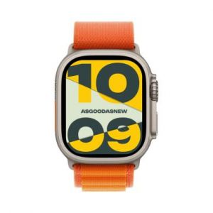 Apple Watch Ultra GPS + Cellular 49mm titane Boucle Alpine orange S - tr&egrave;s bon &eacute;tat - extras