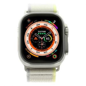Apple Watch Ultra GPS + Cellular 49mm titane Boucle Trail jaune/beige M/L - comme neuf - extras