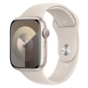 Apple Watch Series 9 GPS 45mm Aluminium lumi&egrave;re stellaire Bracelet Sport lumi&egrave;re stellaire M/L - tr&egrave;s bon &eacute;tat - extras