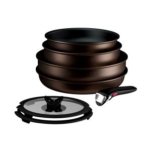 Batterie de cuisine 7 pièces Empilables Aluminium Revêtement Anti-adhésif Tous Feux Dont Induction Poignée Amovible Ingenio Performance TEFAL
